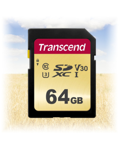 Карта пам'яті TRANSCEND SDXC 64GB Class 10 UHS-I U3 V30 R95/W60 MB/s (TS64GSDC500S)